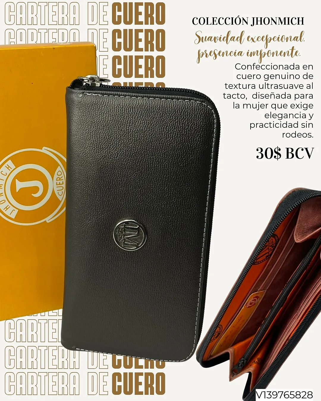 Billetera de Cuero Jhonmich para dama
